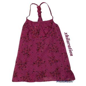 🌺Woman’s Jr Xhilaration SZ M Fuchsia Pink Printed Halter Top🌺